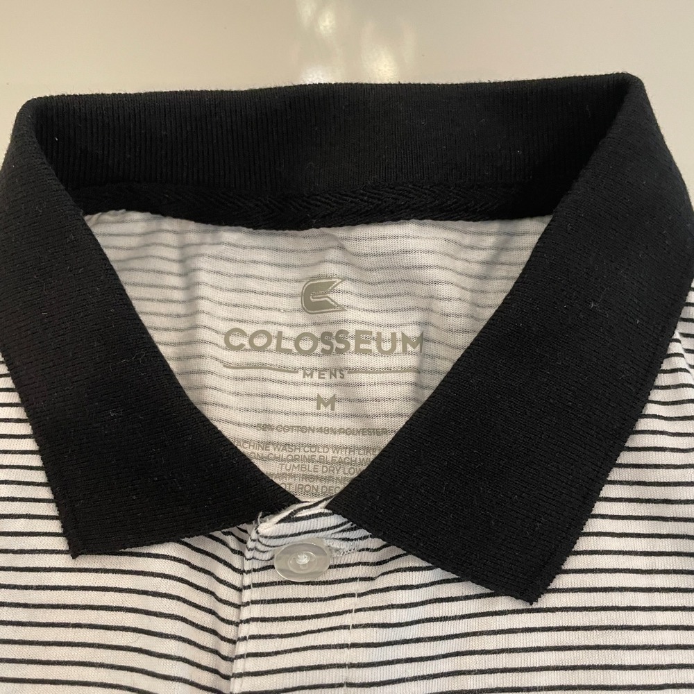 Colosseum Tennessee Volunteers Mens Polo Shirt M White Black Striped NCAA Vols - Picture 8 of 9